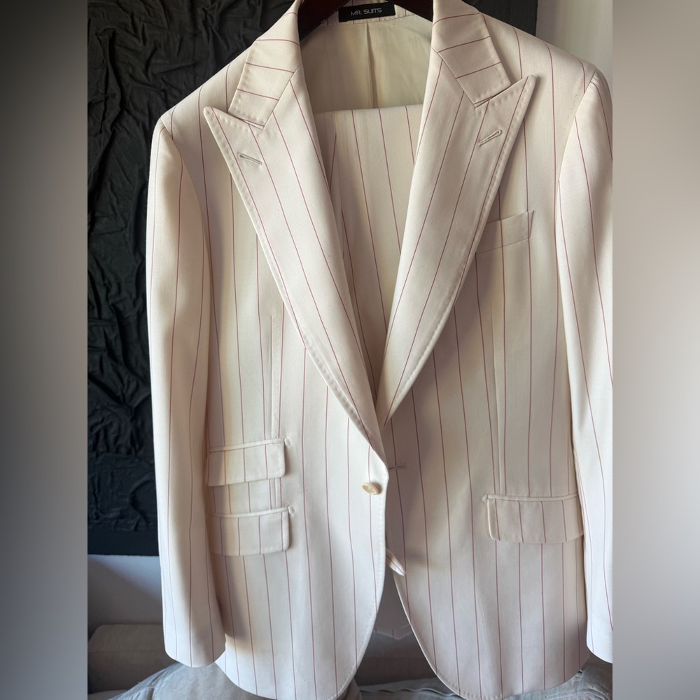 Elegant Cream Pinstripe Suit